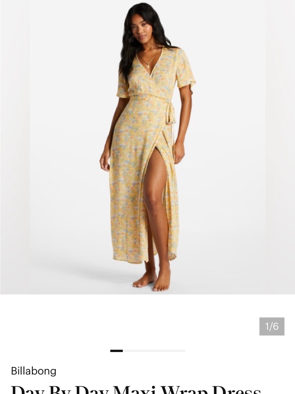 Billabong Yellow Floral Wrap Maxi Dress